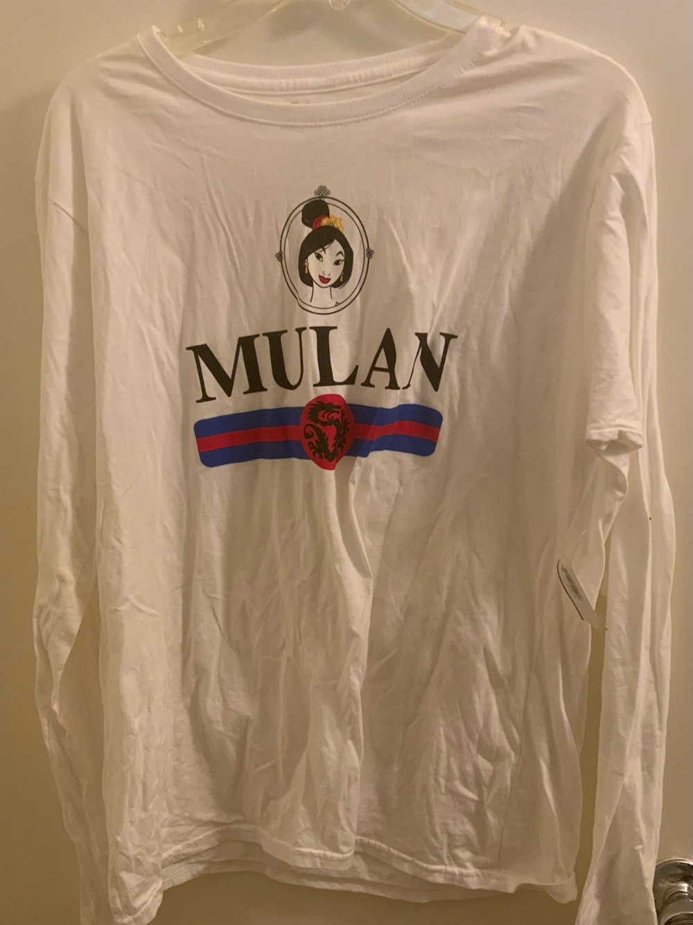 Disney White Mulan Graphic Long-Sleeve Tee with Red and Blue Accents